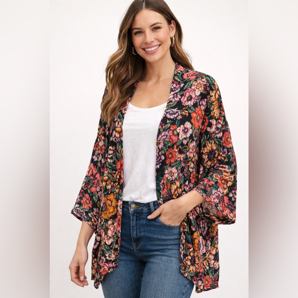 🌸 Billabong Floral Kimono | Boho Lightweight Layer | Size M